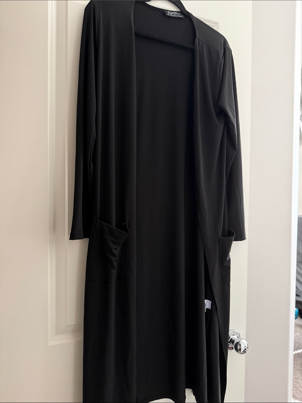 Black Long-Sleeve Open Front Cardigan